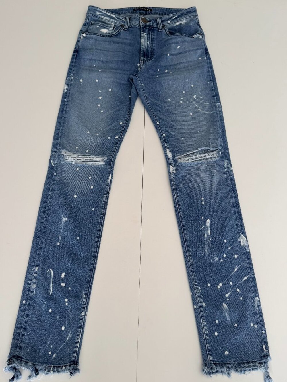 Mens Monfrere Greyson Soho Distressed Paint Splashed Jeans Sz 31 Y2K Grunge Edgy